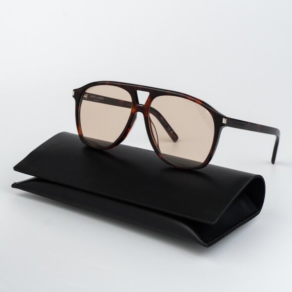 Saint Laurent DUNE Men Sunglasses Havana Brown Aviator SL596 003 - Picture 2 of 13